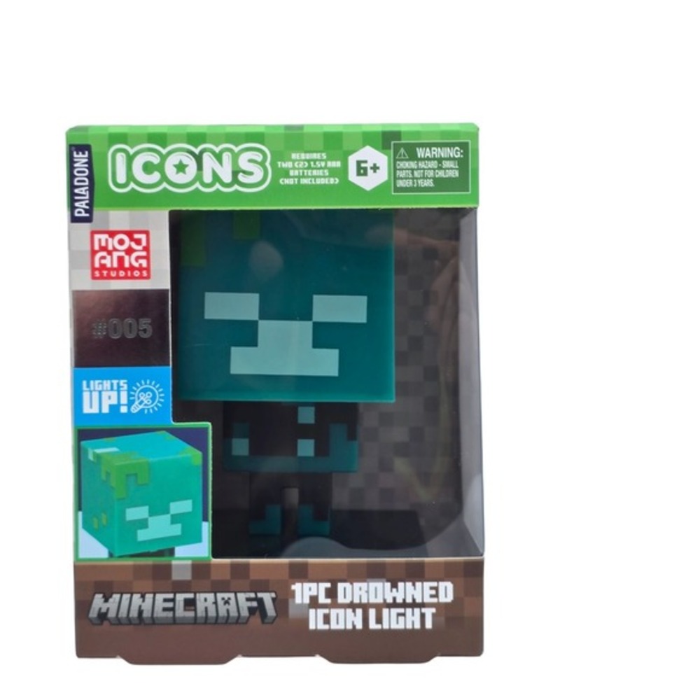 Minecraft Drowned Figure Paladone Series 1 Model‎ 005 LED Light Green